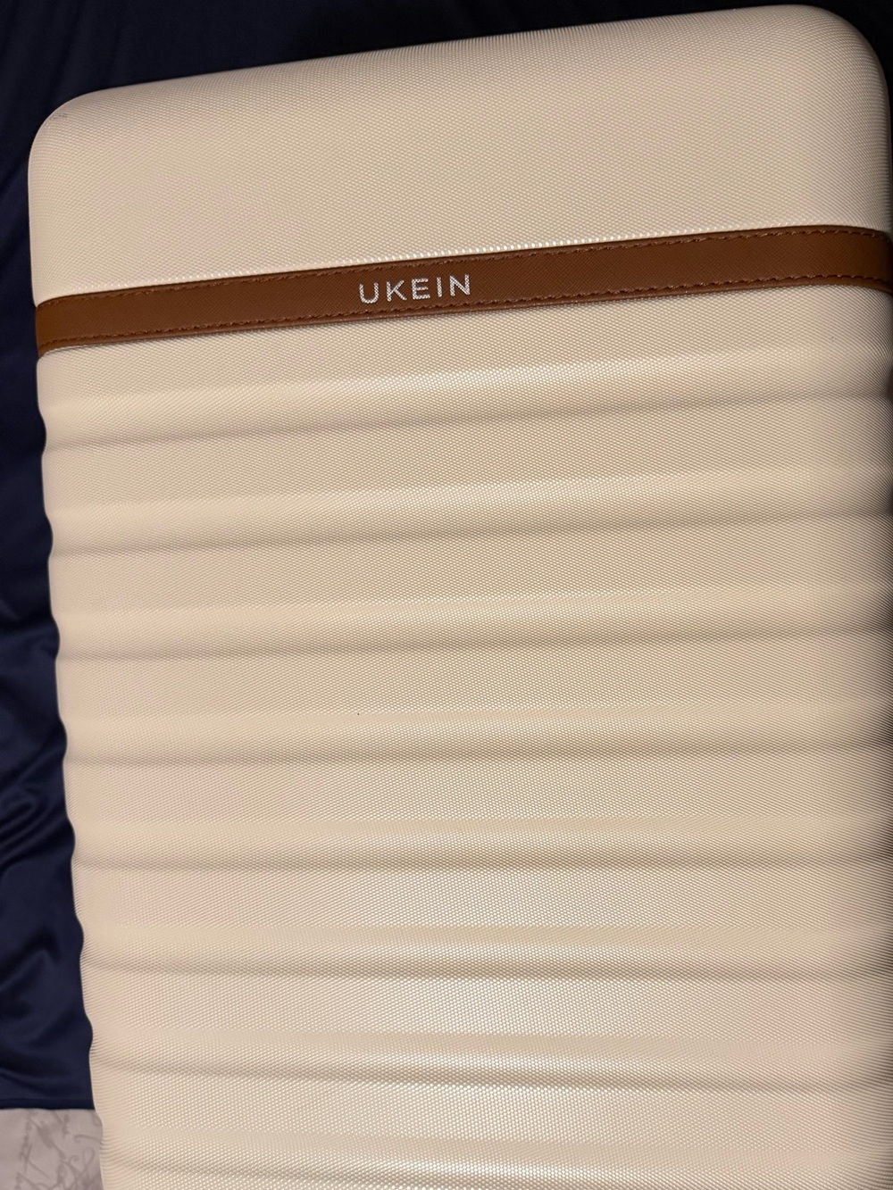 UKEIN  Hard Shell Carry-On Luggage - Cream with Brown Trim, 20 in